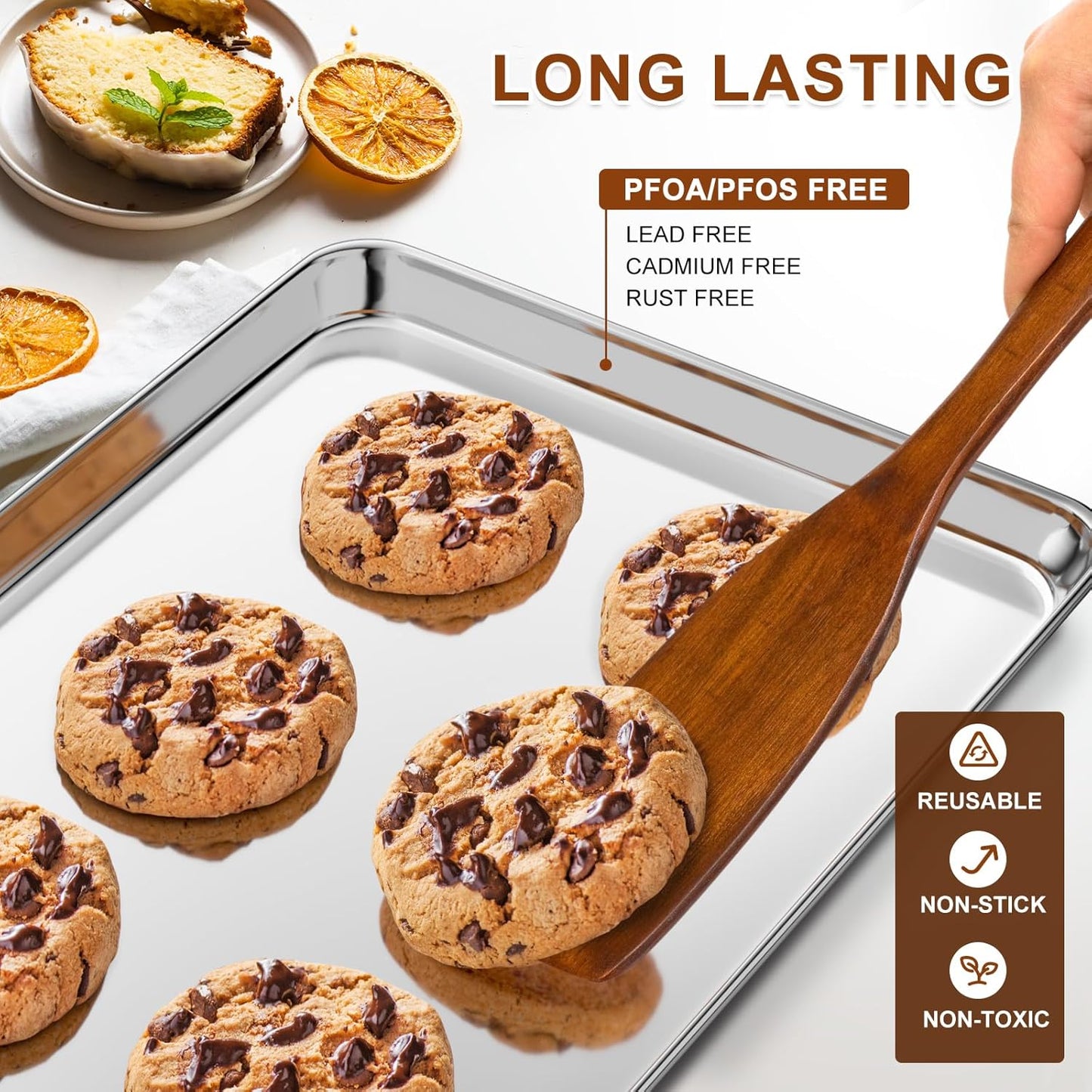 Regine Switzerland Baking Sheet Set - Commercial Grade Stainless Steel Cookie Sheets | 17.5"x13" & 15.7"x12" - Nonstick & Rust Resistant