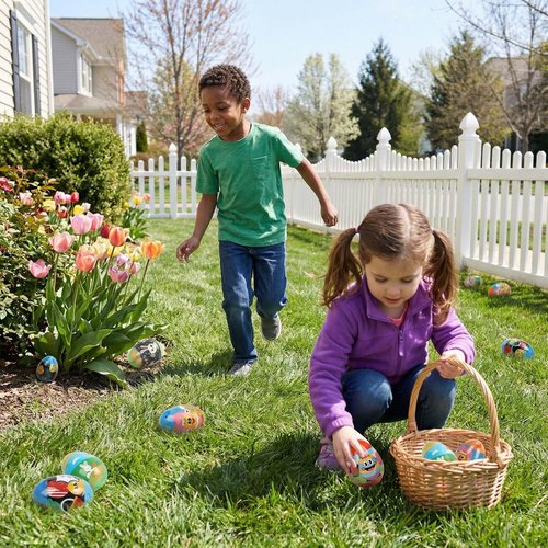 BEIGUO 6 Pack Jumbo Easter Eggs Filled with Dinosaur Slow Rising Squeeze Toys for Kids Boys Girls,Easter Basket Stuffers,Party Favors,Egg Hunts