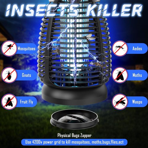 Bug Zapper Outdoor | Powerful 4200V Waterproof Insect Killer Trap Lamp for Patio & Backyard