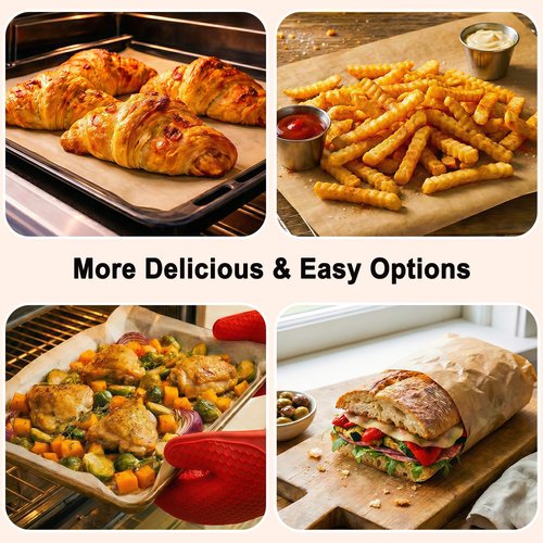 JOFULER Parchment Paper Sheets, 9x13 Inch Non-Stick Precut Unbleached Parchment Paper for Baking, Grilling, Air Fryer and Steaming, Perfect for Cookies, Bread, Cakes and More, 100PCS