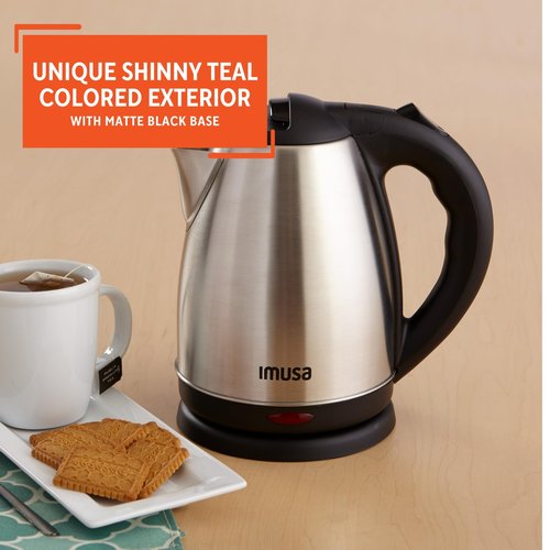IMUSA USA GAU-18220 1.8 Liter Cordless Stainless Steel Electric Tea Kettle with Easy To Serve Pouring Spout