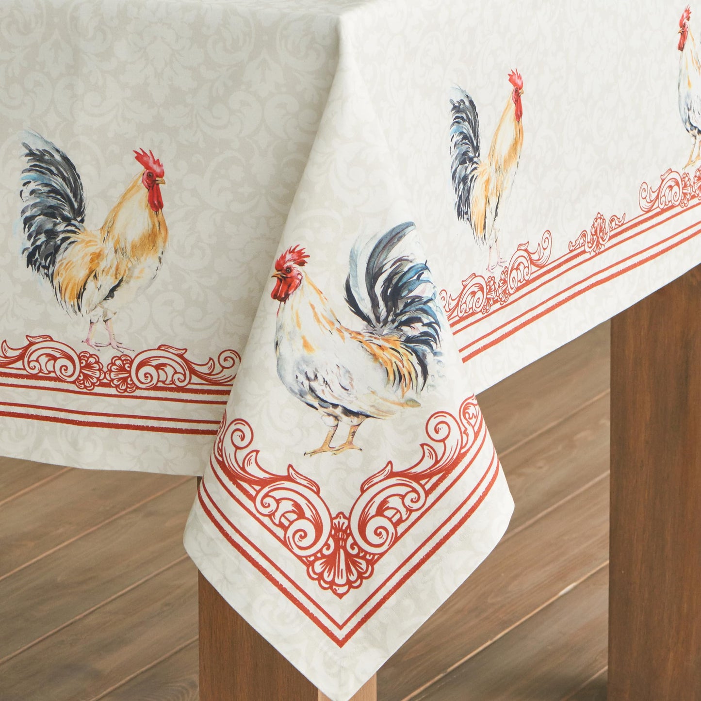 Maison d' Hermine Table Cloth Rectangle Table 100% Cotton 60 x 90 Inches Tablecloth Reusable Decorative Everyday Use for Dining Room, Farmhouse, Home, Party, Festive & Wedding Spring Summer - Campagne