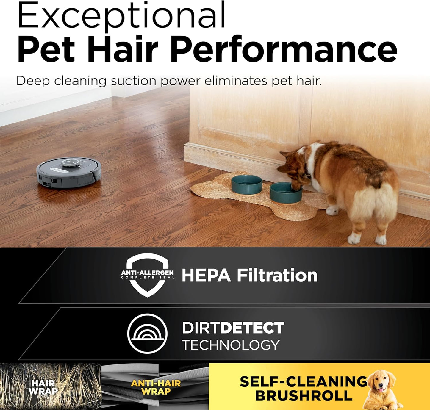 Shark PowerDetect Self-Empty Robot Vacuum - NeverStuck Technology for Deep Cleaning Carpets & Hard Floors | XL 60-Day Capacity, Black