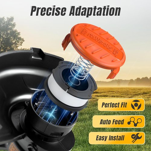 Black & Decker Weed Eater String - 10 Pack Autofeed Replacement Spools with Caps & Springs | 0.065" Trimmer Line