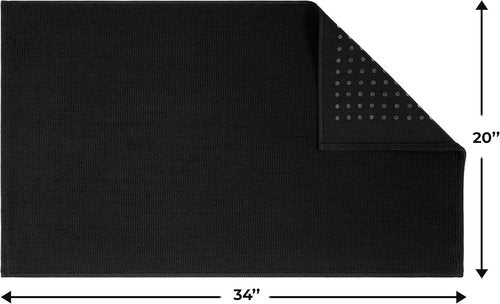Cotton Paradise 100% Cotton Bath Mat - Non-Slip, Soft & Absorbent | 20x34 Inch, Quick Dry, Black