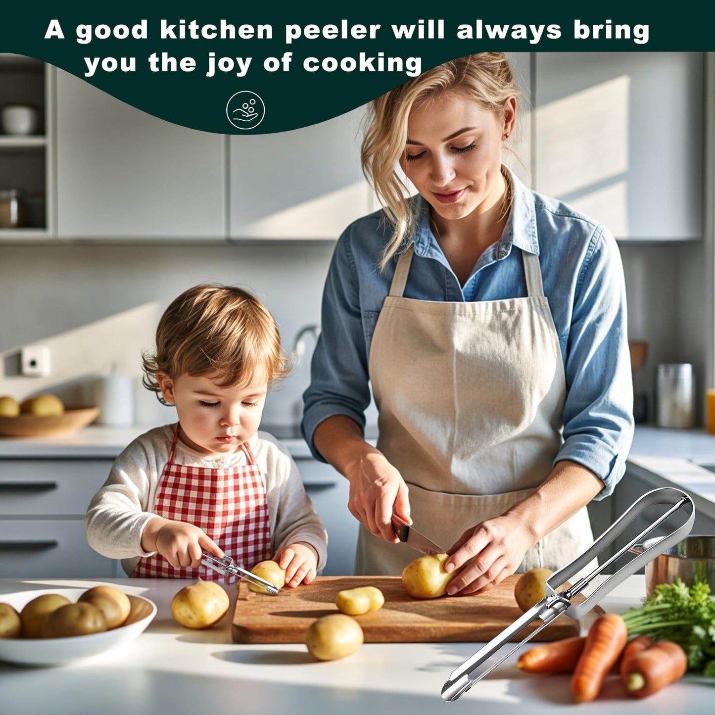 Sokalchw Potato Peelers for Kitchen, 2 Pcs, Just Like Mom's old steel Peeler