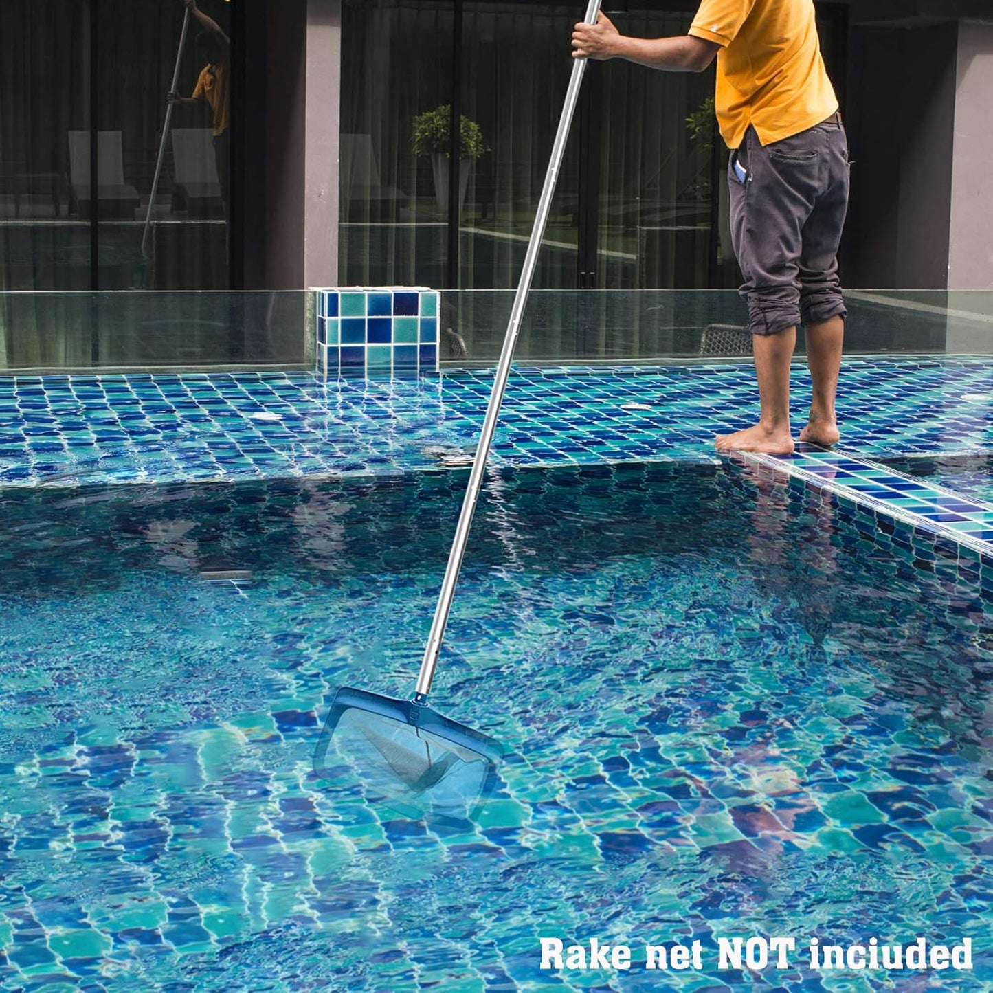 POOLWHALE Pool Skimmer Net - Durable Design with 10ft Adjustable Pole for Easy Cleaning