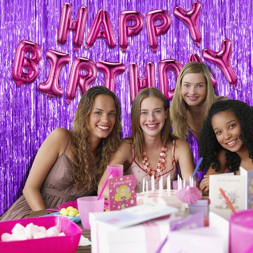 5 Pack Purple Backdrop Tinsel Streamers Foil Fringe Backdrop Halloween Party Decorations Purple Backdrop Curtain Birthday Graduation Bachelorette Christmas New Year Party Decorations