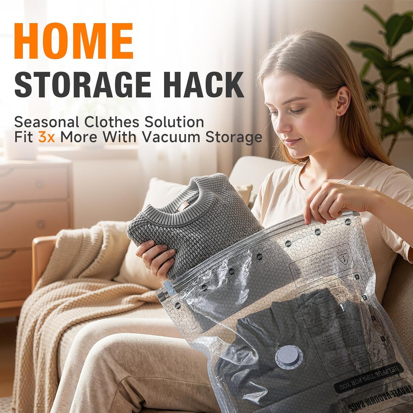 Space Saver Vacuum Storage Bags - Portable Electric Pump Included | Compression Bags for Travel & Home, 15 Combo (5L/5M/5S)