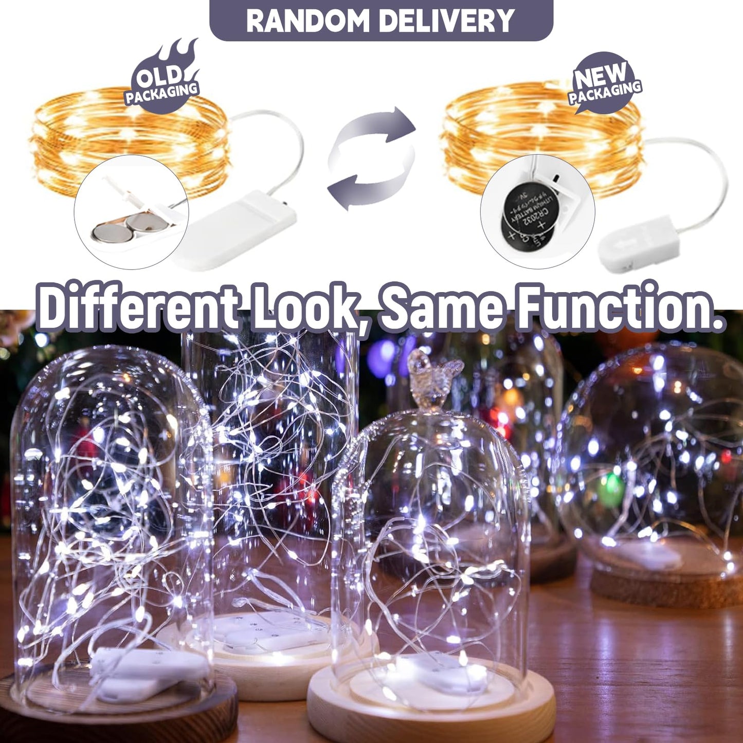 SINAMER 6 Pack White Fairy Lights Battery Operated Lights, 7ft 20 Led Mini String Lights, Waterproof Silver Wire Starry for Mason Jars Wedding Party Centerpiece Table Christmas