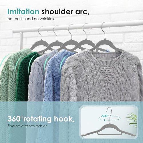 DUDUCOFU Velvet Hangers - Non-Slip Felt Clothes Hangers | 30 Pack Grey Slim Design with 360° Swivel Hook for Suits & Dresses