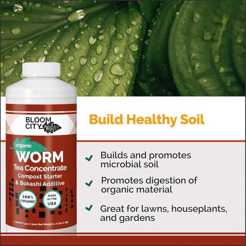 Bloom City Organic Earthworm Tea Concentrate - Compost & Bokashi Booster, Quart (32 oz)