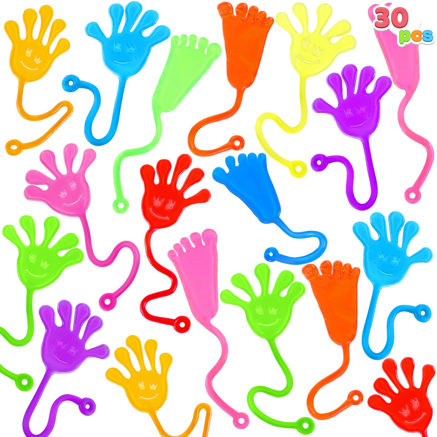 JOYIN Large 30Pcs Sticky Hand and Feet Party Favors, Party Favors Set for Kids, Holiday Traditions, Classroom Treasure Box, Carnival Prizes, Goodie Bag Stuffers