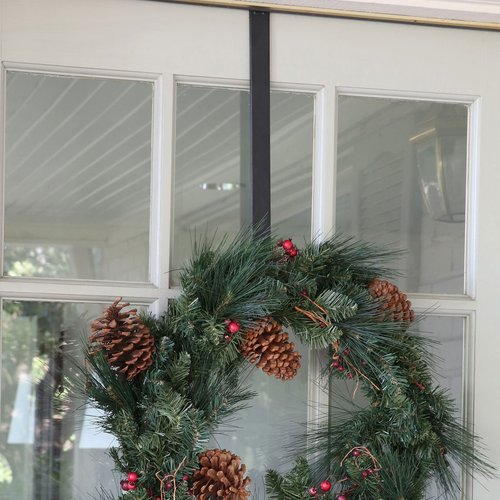 Haute Decor 2-Pack Adapt Adjustable Length Over The Door Wreath Hanger Hook - 2PACK - Strong, Holds up to 20 lbs. (Matte Black)