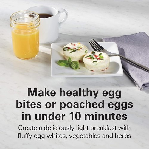 Hamilton Beach Electric Egg Bite Maker - Sous Vide Style Cooker with Nonstick Tray, Teal | Makes 2 Eggs in 10 Minutes
