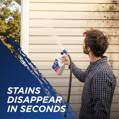 30 Seconds Outdoor Cleaner - Effectively Cleans Moss Stains from House, Deck & Patio | 3 Bottles & Hose End Spray (64 Fl Oz)