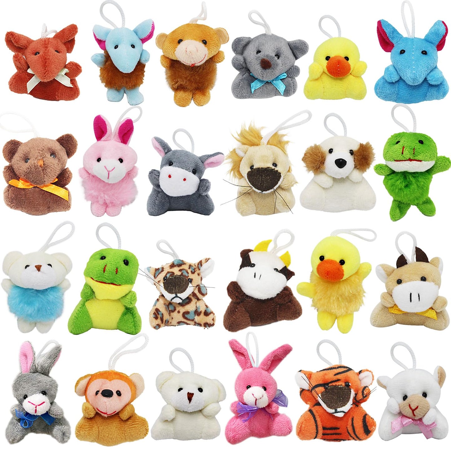 VEALIZUU 24 Packs Mini Plush Animals Toys, Animals Keychain Charms for Kids, Small Stuffed Animal Bulk for Kids, Easter Party Favors, Easter Basket Stuffers, Carnival Prizes, School Gifts