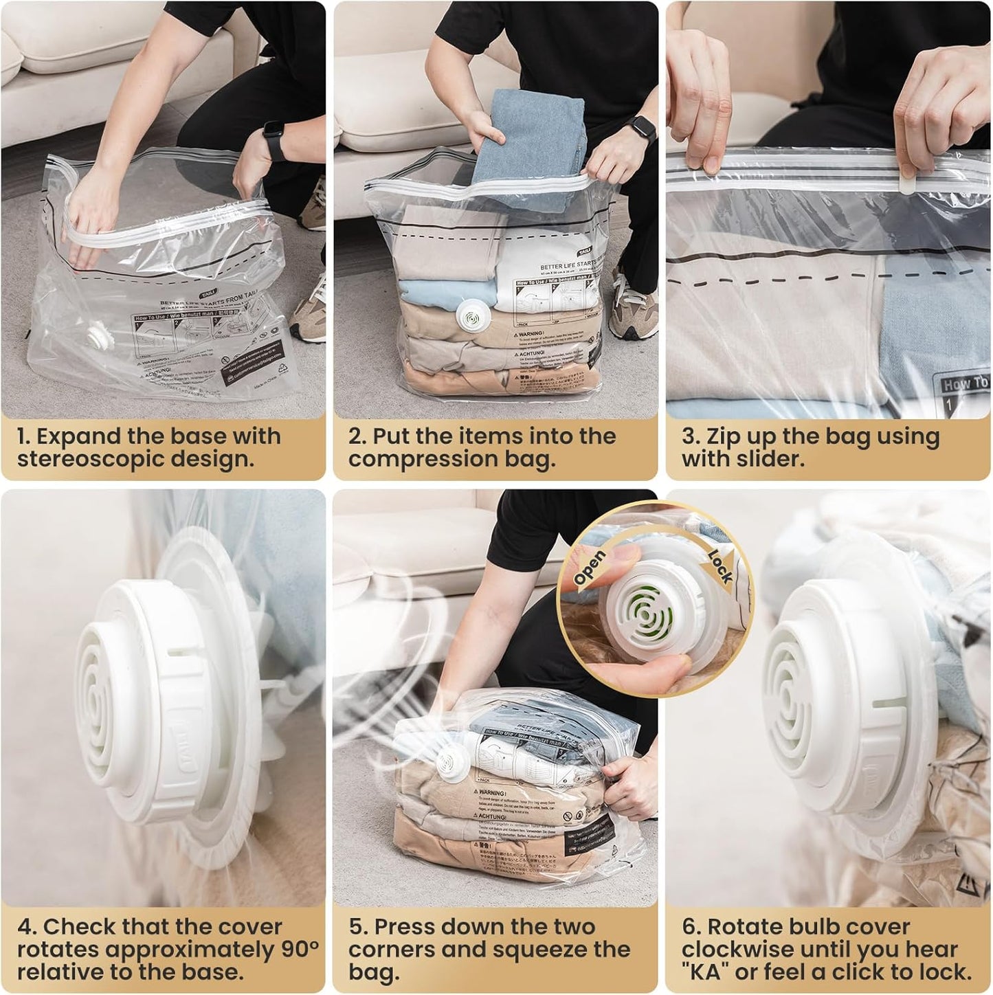 TAILI Vacuum Storage Bags - 8 Pack Medium Size (25x19x11 Inch) for Clothing & Blankets