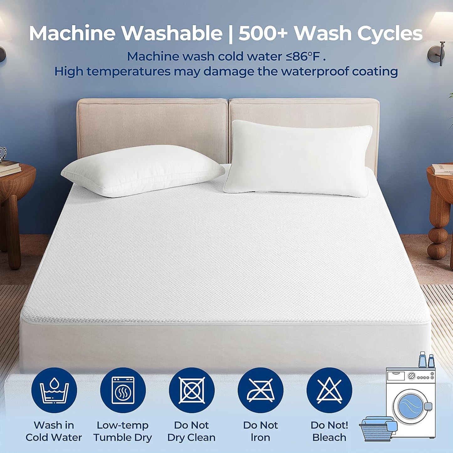 TASTELIFE Queen Size Mattress Protector - Waterproof & Breathable Cooling Cover | Ultra-Soft, Deep Pocket Fit 8-21”