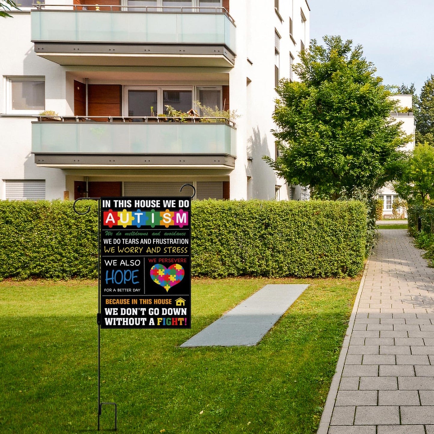 Autism Awareness Garden Flag Puzzle Piece Inspirational Support April Decoration Vertical Double Sized Yard Outdoor Decor