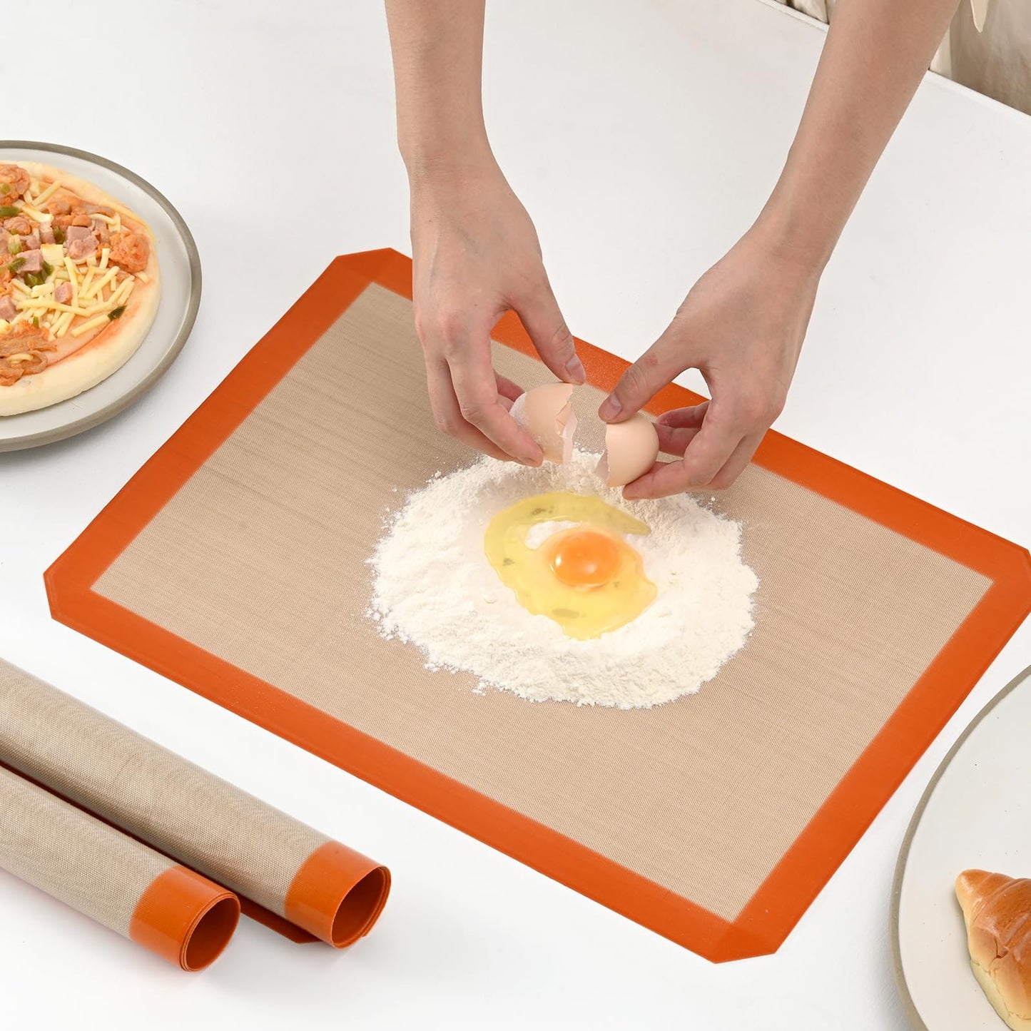 Luckyiren 2-Pack Silicone Baking Mats – Non-Stick Reusable BPA-Free Oven Liners, 100% Food-Grade Silicone, Fit Half Sheet Pans (16.54" x 11.62") for Cookies, Pastry & More