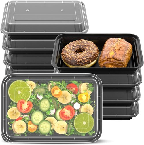28oz Meal Prep Containers by [Brand Name] - 50-Pack Reusable Bento Boxes with Leakproof Lids | Microwave & Dishwasher Safe, BPA-Free (Black)