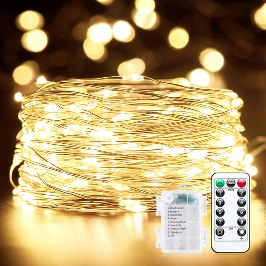 Minetom Fairy Lights - 33Ft 100 LED Waterproof String Lights with Remote | Indoor Outdoor Twinkle Decor