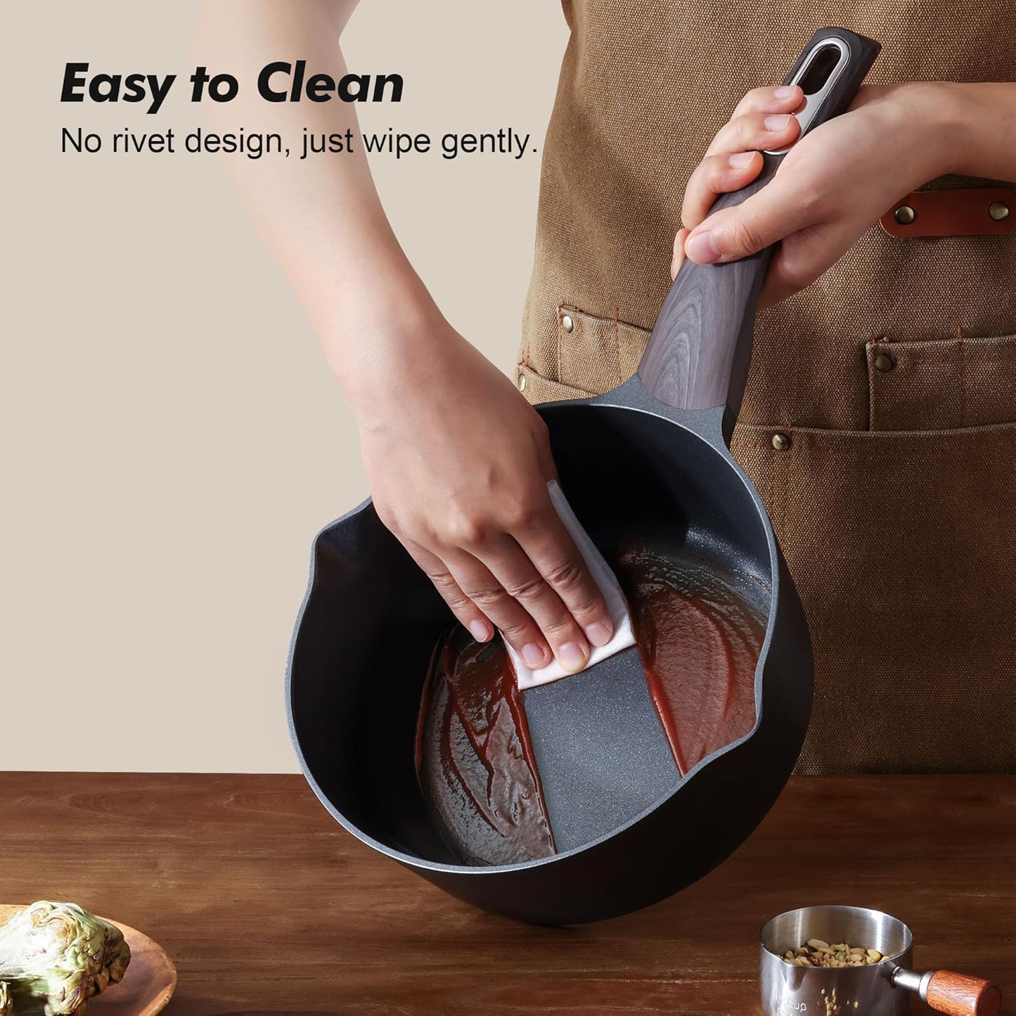 SENSARTE Nonstick Saucepan - 1.5 Quart Cooking Pot with Lid & Stay Cool Handle | PFOA Free, Induction Compatible
