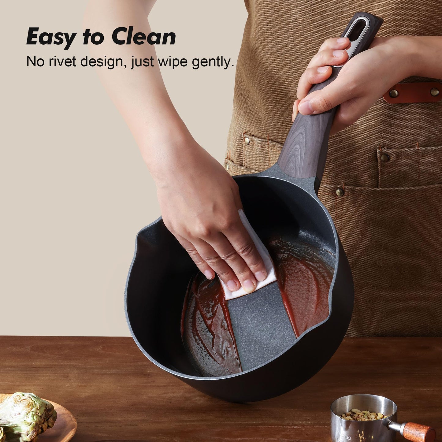 SENSARTE Nonstick Sauce Pan with Lid, 2.0 Quart Small Saucepan, Multipurpose Cooking Pot with Stay Cool Handle, Non toxic Kitchen Sauce Pot, Non stick Small Pot, Induction Comptable, PFOA Free
