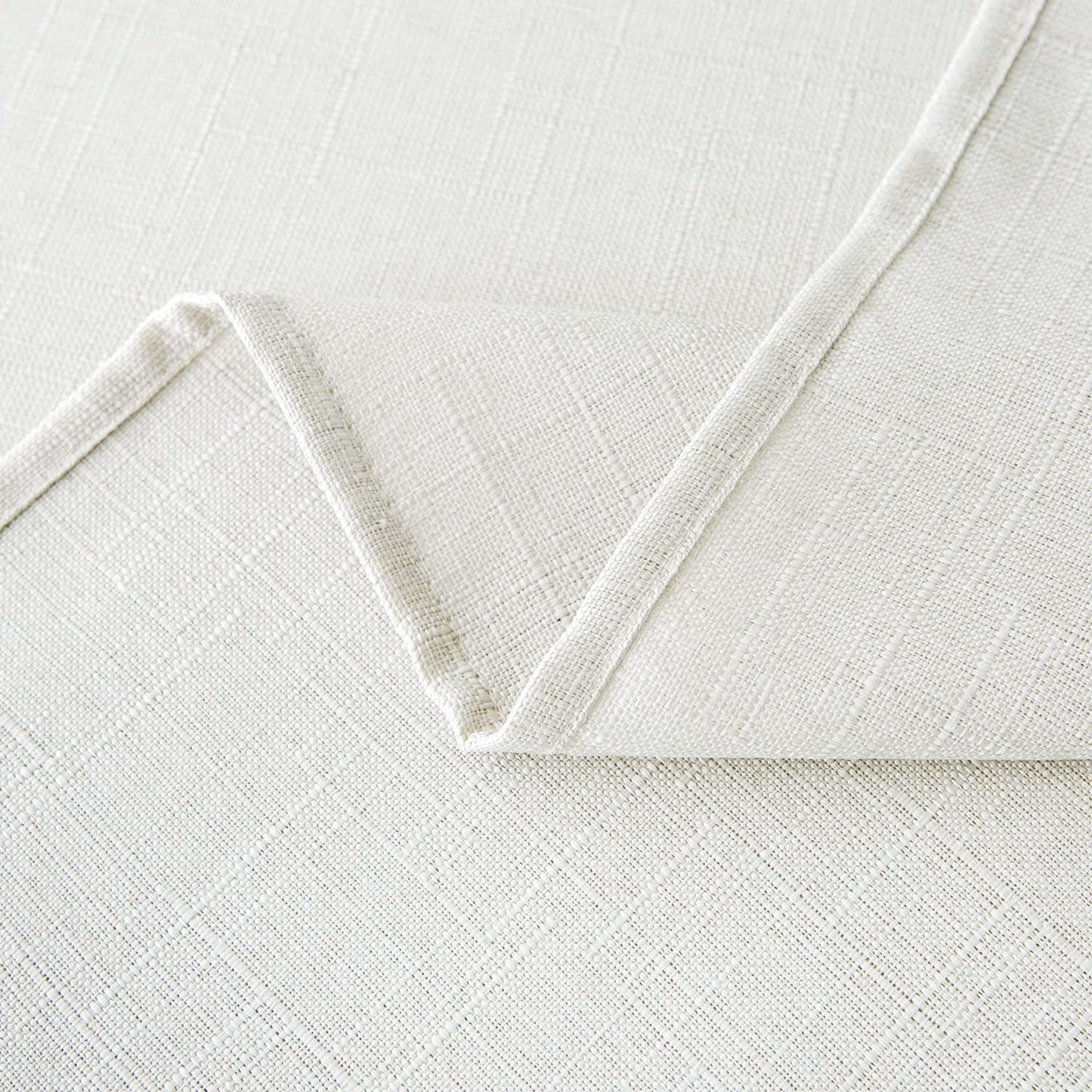 NLMUVW Ivory White Linen Round Tablecloth 48 Inch, Small Table Cloth Textured Dining Table Cover Water Resistant for Party Cafe Kitchen