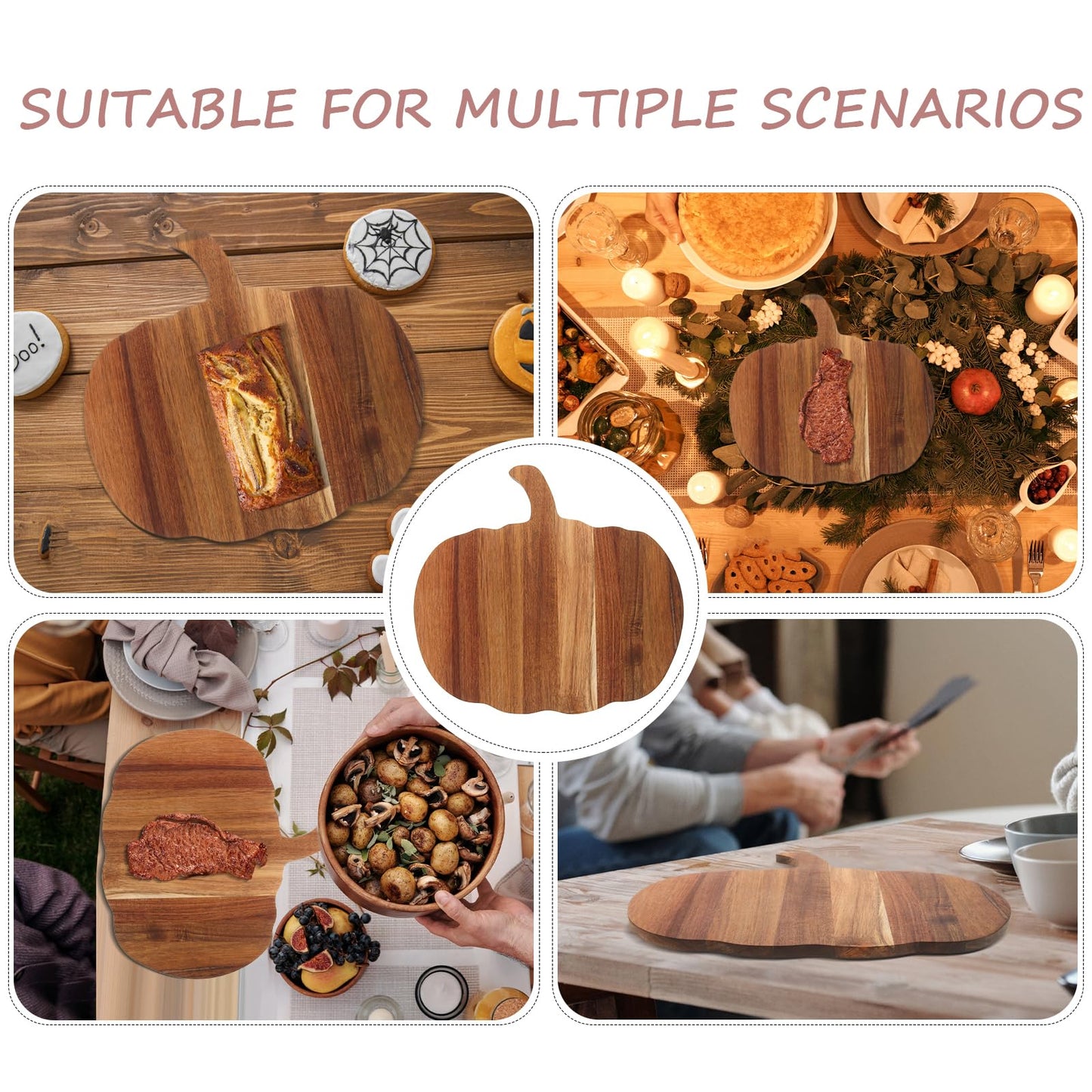 Cabilock Pumpkin Wooden Cutting Board 13-Inch Fall Pumpkin Charcuterie Serving Tray Cheese Board Sushi Display Kitchen Cutting for Autumn Entertaining