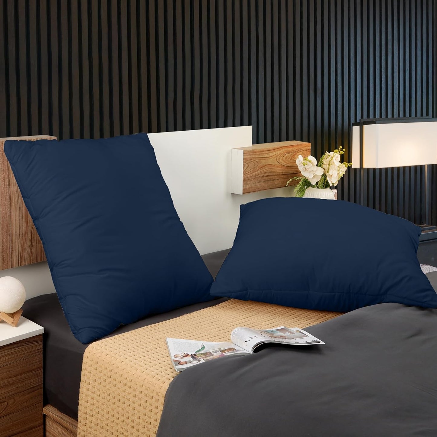 Utopia Bedding 26x26 Pillow Inserts - Set of 2 Navy Decorative Throw Pillows for Sofa & Bed - Soft, Fluffy Cushions