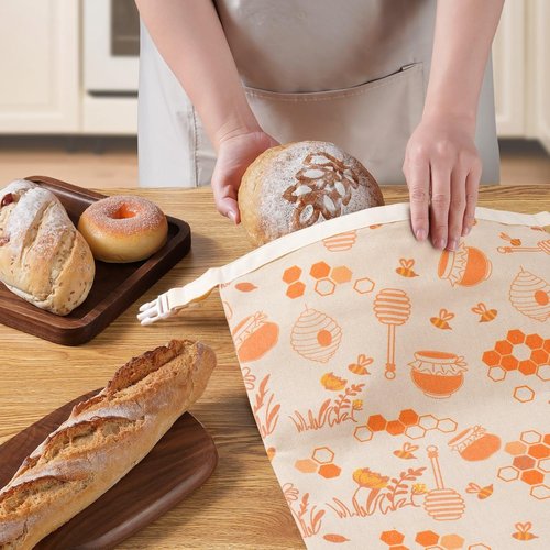 Beeswax Bread Bags - 2 Pack Organic Linen for Sourdough | 17 x 12.6 Inches - Freezer-Friendly Freshness Preservation
