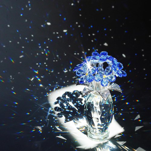 H&D Hyaline & Dora Blue Crystal Forget Me Not Flower Figurine - Elegant Home Decor Collectible Ornament