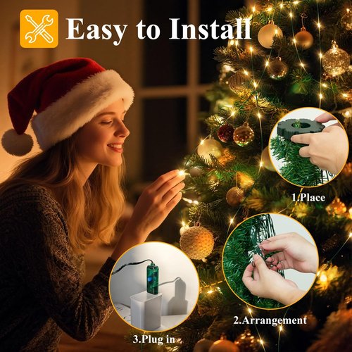 Btfarm Christmas Tree Lights - 400 LED USB Fairy Lights with Remote | 6.6FT Waterproof, 8 Modes, Warm White