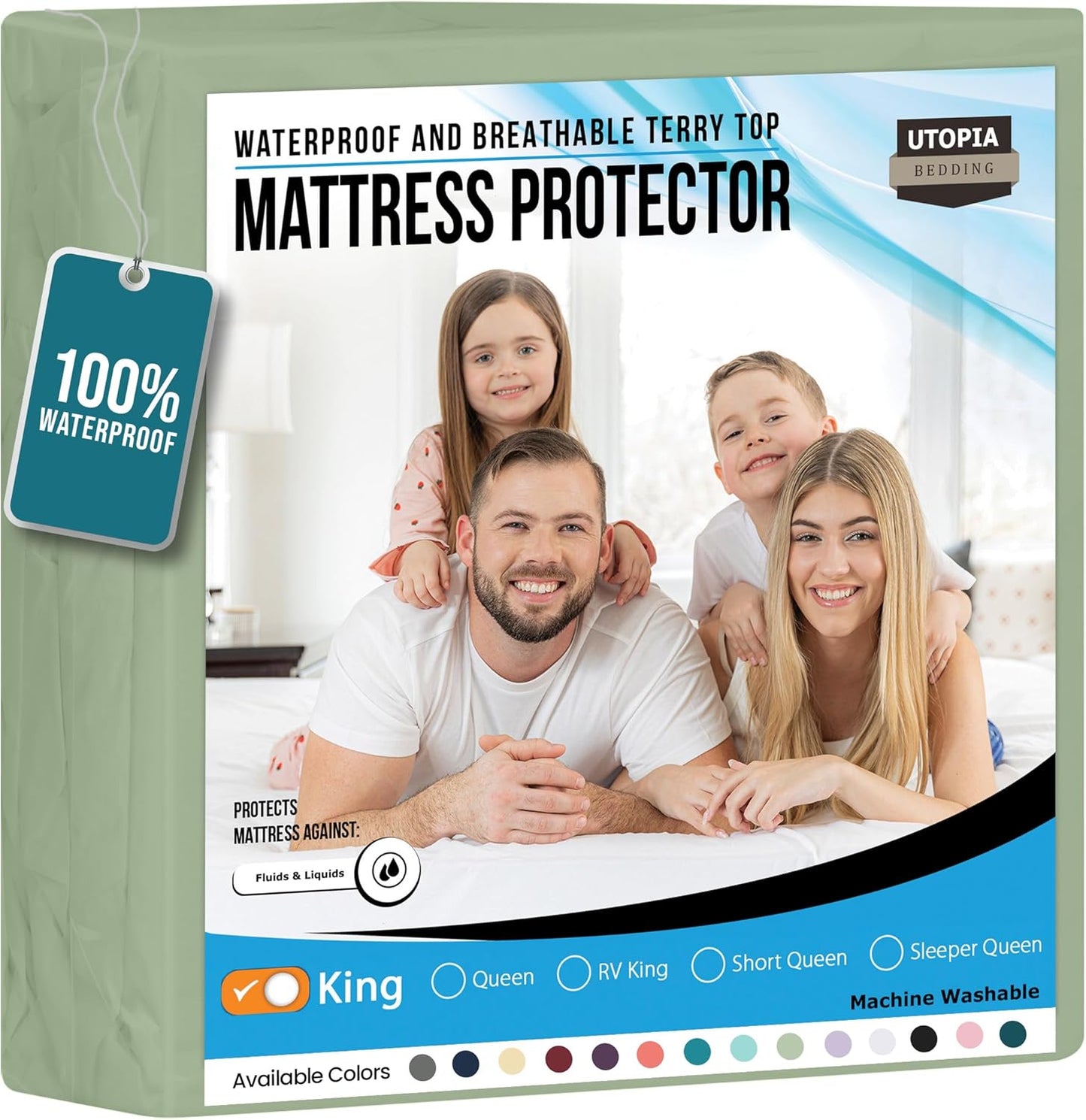 Utopia Bedding Waterproof Mattress Protector - King Size 200 GSM Terry Cover | Soft & Breathable Design