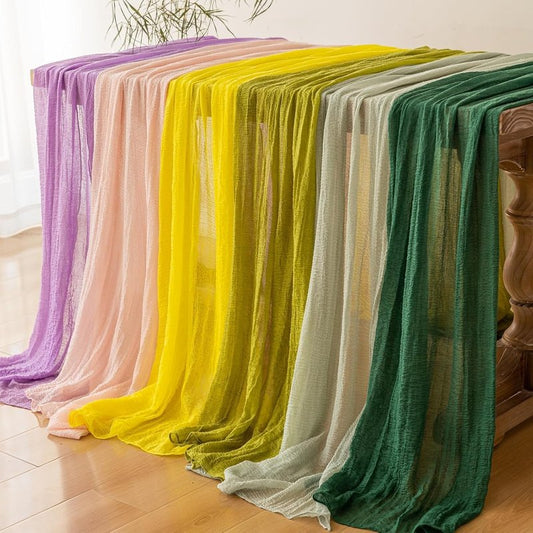 Keketoarrange 10pcs Forest Green Rustic Cheesecloth Table Runner 120 Inch 10 FT for Wedding Baby Shower Bridal Shower Birthday Engagement Garden Outdoor Party Long Sheer Boho Decorations