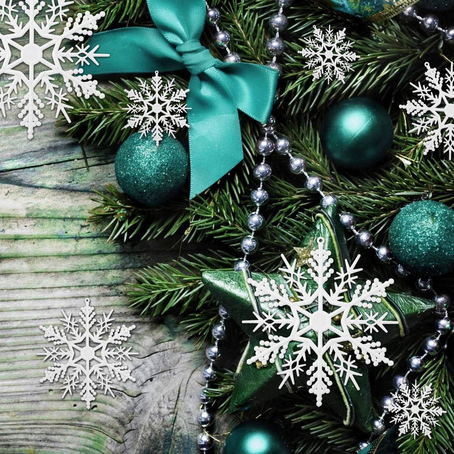 Tmflexe White Snowflake Ornaments - 110 Pieces for Christmas Decoration | DIY Art Crafts in 6 Sizes