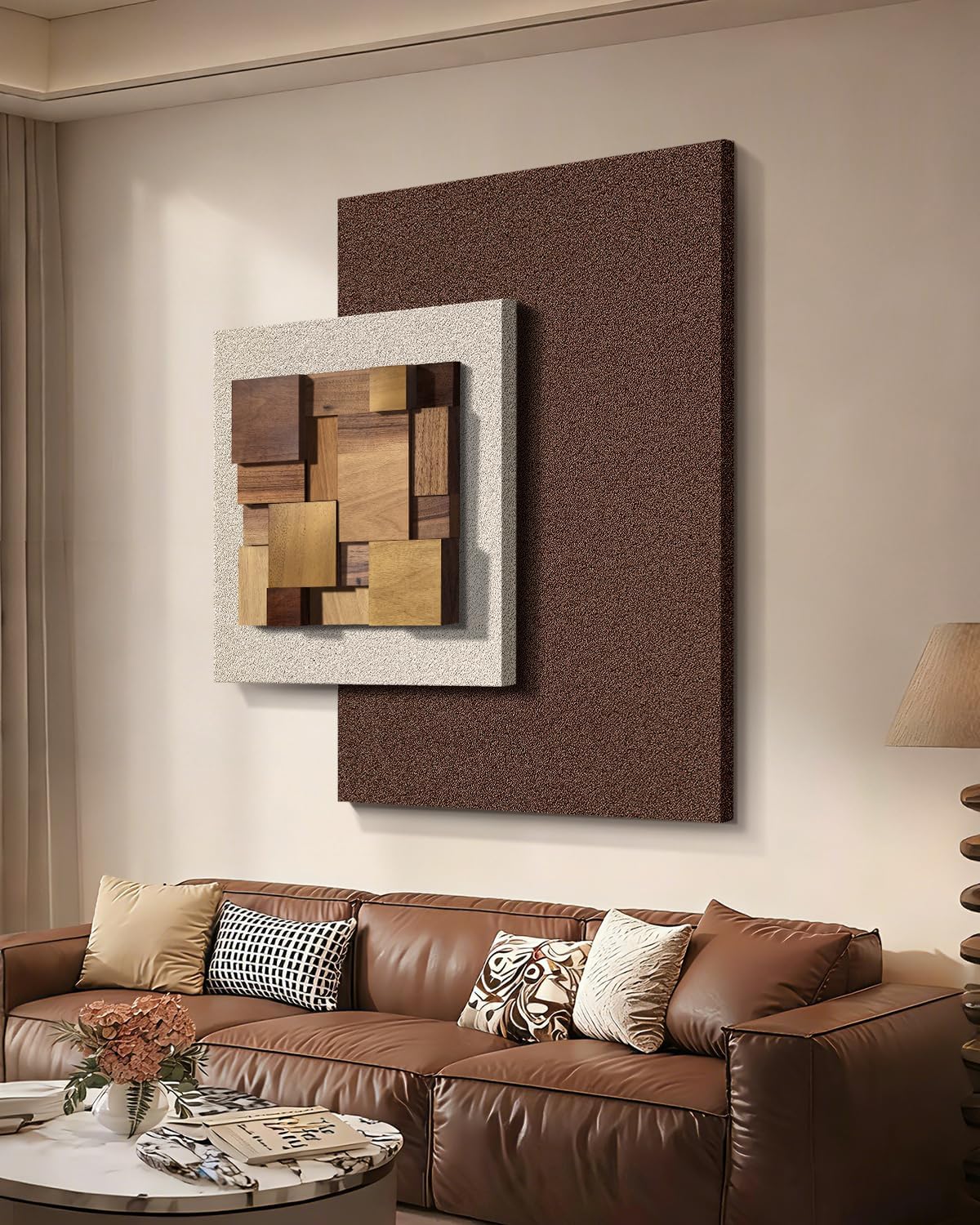 Azartslr 3D Abstract Textured Wall Art - Modern Brown Beige Sandstone Decor for Living Room & Bedroom