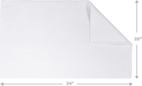 Cotton Paradise 100% Cotton Bath Mat - Non-Slip, Soft & Absorbent, 20x34 Inch, Quick Dry, White