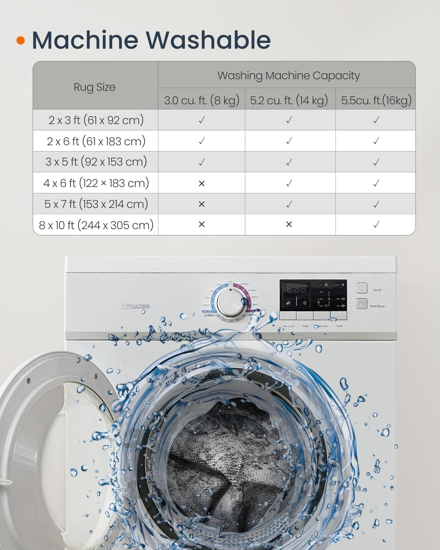 SONGMICS HOME Area Rug, 5x7 ft Living Room Rug, Non-Slip Carpet, Farmhouse Style Rug, Home Decor, for Bedroom, Kitchen, Entryway, Dining Room, Machine Washable, Dove Gray UTAR085G01