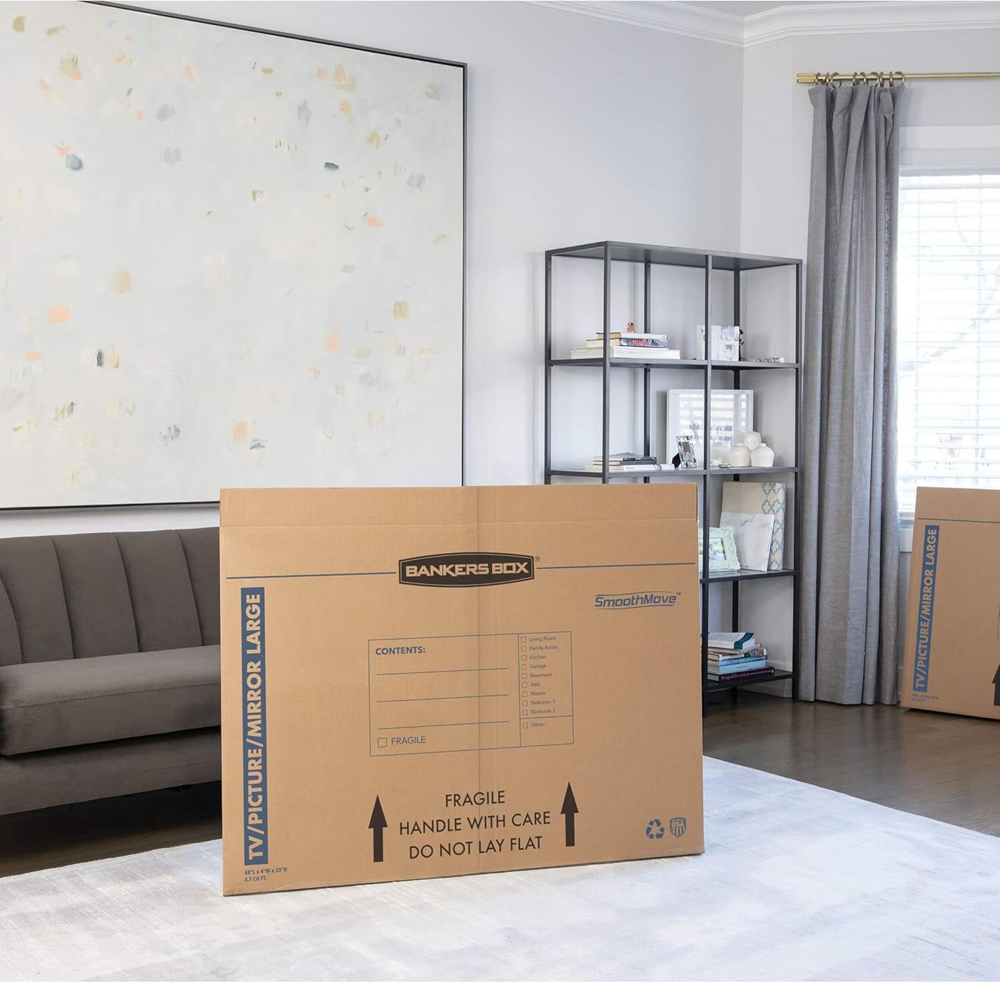 Bankers Box Moving Box - Large 4 Pack for TVs & Mirrors Up to 55" | 48" x 4" x 33" Dimensions