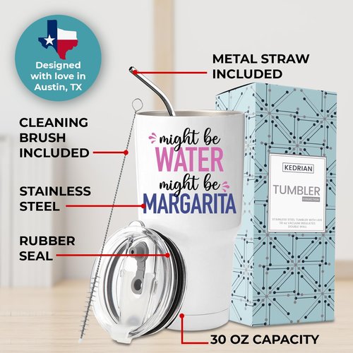 Funny Might Be Margarita Tumbler 30oz, Fun and Unique Presents for Drinkers, Adult Humor Cups, Drinking Themed Gag Gifts for Men and Women, Ideal Present Picks for Her Birthday, Christmas, Gift Ready