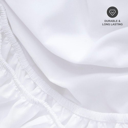 Hotella 100% Microfiber Fitted Sheet - Ultra Soft, 60"x80", 14" Deep Pocket, Machine Washable, White
