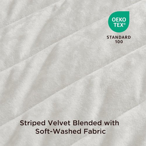 Bedsure Velvet Quilt King Size Set - Oversized 108"x96" Ultra Soft Luxury Comforter & 2 Pillow Shams | Cream White