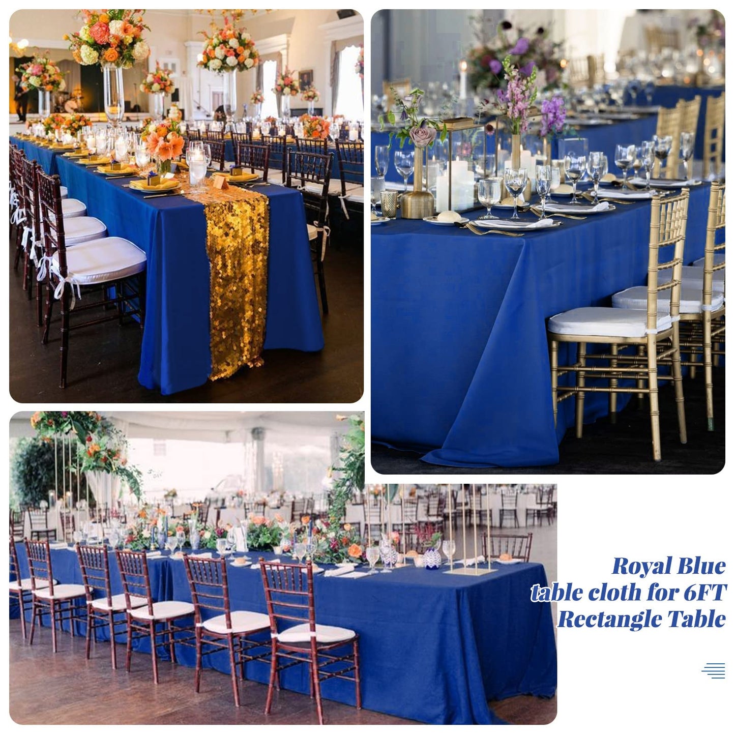 Pesonlook 10Pack Royal Blue Table Clothes for 8ft Rectangle Tables, 60 x 126 Inch Rectangle Tablecloth Anti-Wrinkle Washable Polyester Tablecloths for Wedding Reception Banquet Party
