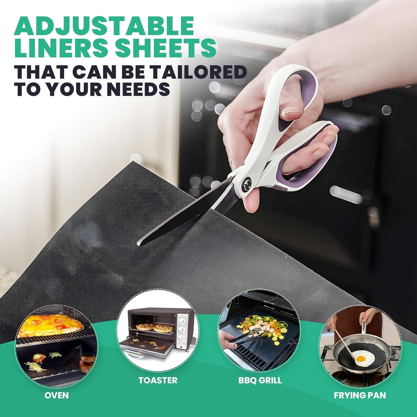 Skiennix Oven Liners - Heavy Duty Non-Stick Mats, 17”x25” | 2 Pack BPA & PFOA Free Kitchen Accessory