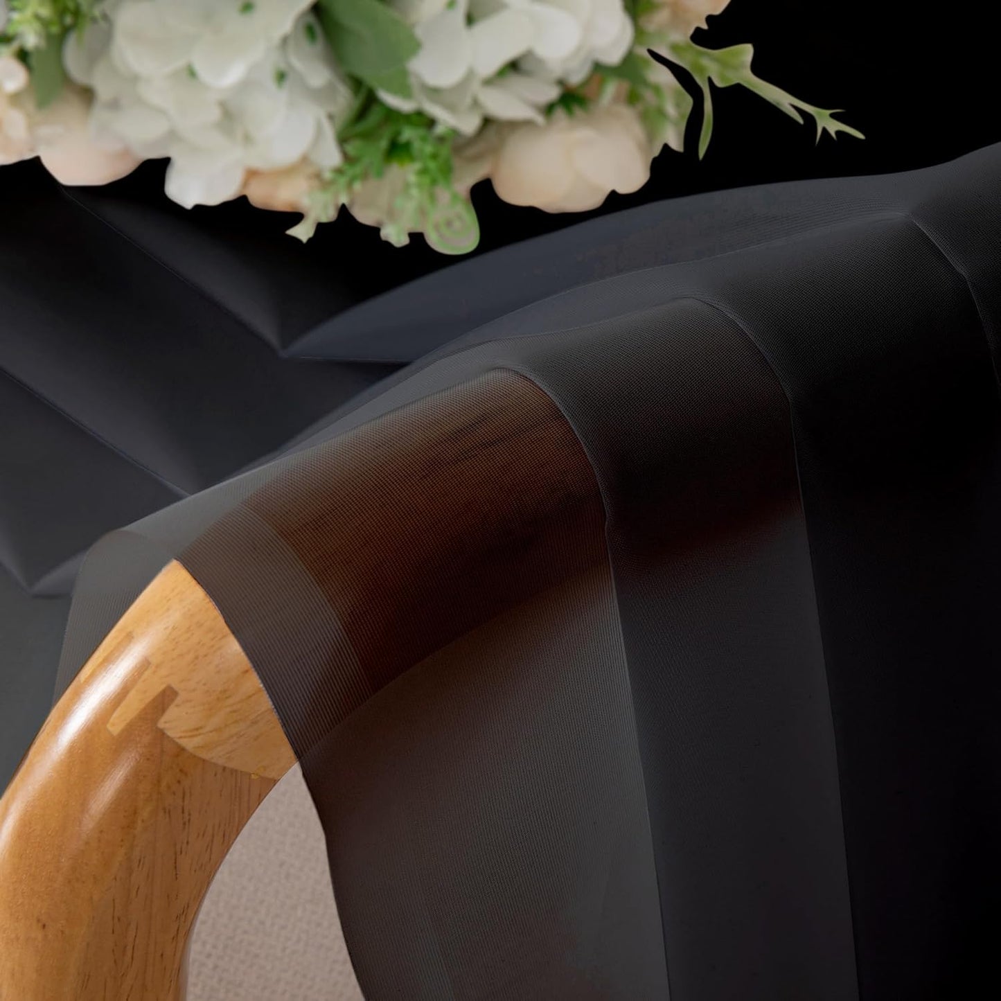 Simplebrand Black Sheer Curtains - Elegant Light Filtering Rod Pocket Panels | 84 Inches Long, 2-Pack