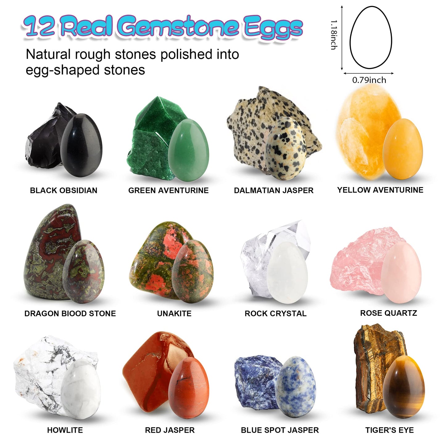 Ludmila 12 Pack Gemstone Easter Eggs for Kids, Prefilled Easter Eggs with Real Crystal & Rock Eggs, Easter Basket Stuffers, Egg Hunt Fillers, Educational Gifts for Boys and Girls