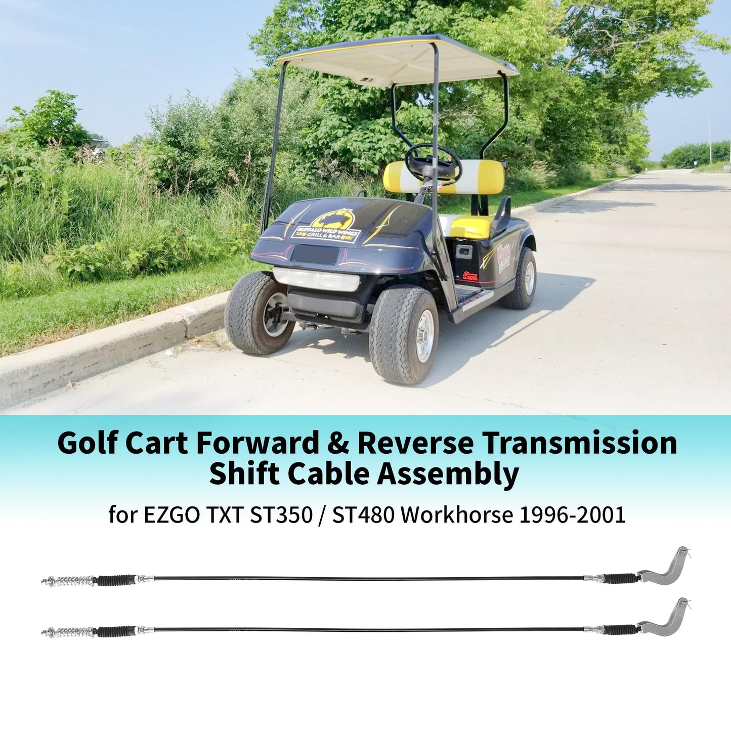 10L0L Golf Cart Transmission Forward Reverse Shift Cable Assembly for 1996-2001 EZGO TXT ST350 ST480 Workhorse MPT 1200 Gas Models, Replace OEM# 72341-G01 72341G01, 50.5" Long (2 Pack)